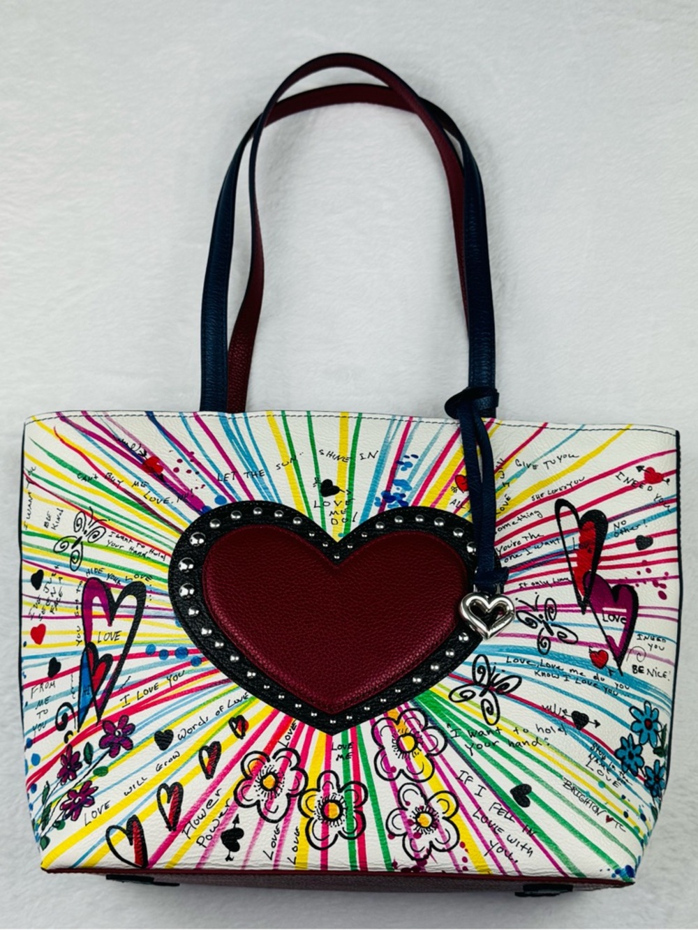 Brighton The Art of Love Tote, featuring a vibrant hand-drawn artwork.